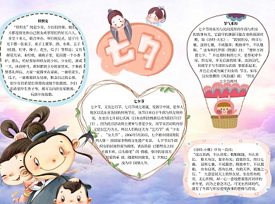 七夕小报word小报手抄报模板