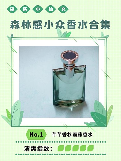 美容香水绿色森林系清新小红书封面