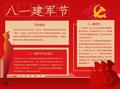 红色八一建军节Word手抄报
