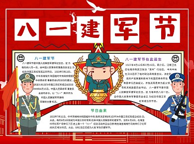 八一建军节诞生Word手抄报