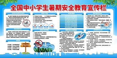 暑假安全教育蓝色简约展板