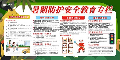 暑期安全教育绿色创意展板