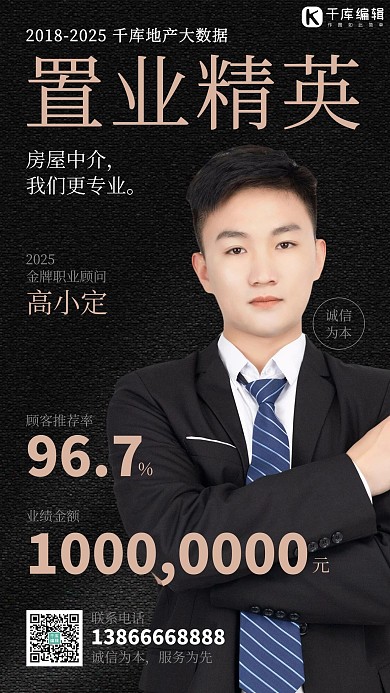 金融商业顾问置业精英黑色简约海报