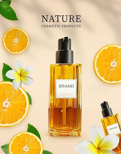 潮流化妆品护肤品橙黄色简约竖版海报