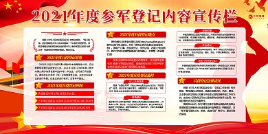 参军登记内容红色创意展板