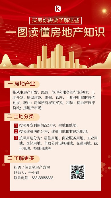 一图读懂房地产红色大气手机海报