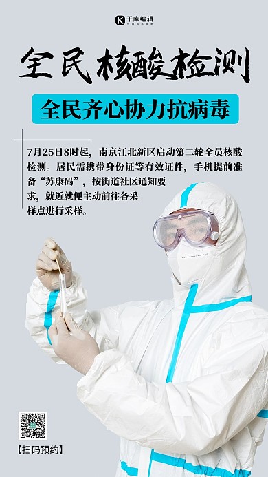 新冠病毒肺炎防疫指南医生蓝色简约手机海报