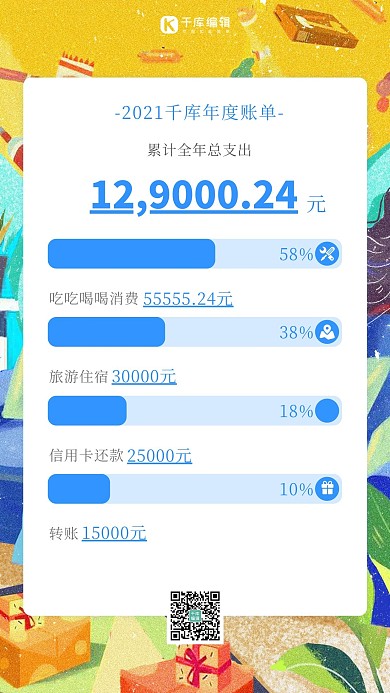 2021年度账单账单黄色简约海报