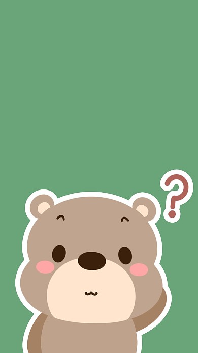 手机壁纸小熊绿色可爱风手机壁纸