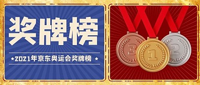 京东奥运会奖牌榜彩色复古公众号首图