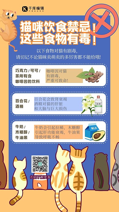 宠物攻略猫咪蓝色创意海报