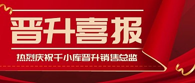晋升喜报晋升销售总监红色扁平公众号首图