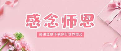 感念师恩花粉色简约公众号首图