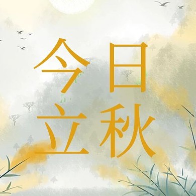 今日立秋插画黄色简约公众号次图