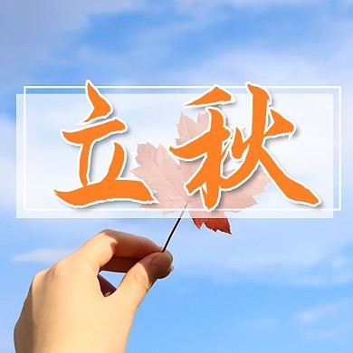 立秋节气红枫叶子蓝色清新公众号次图