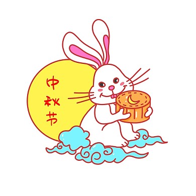 中秋中秋节玉兔吃月饼表情包