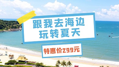 夏季海边旅游大海蓝色摄影风横版视频封面