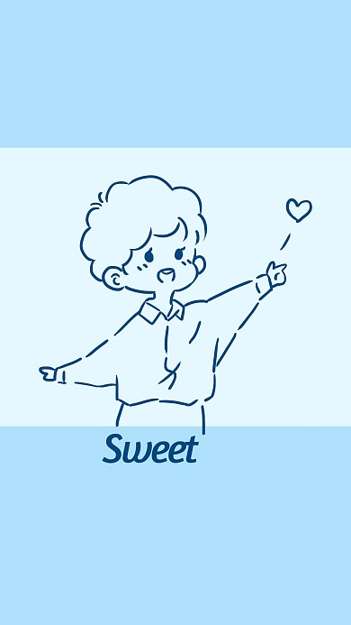 Sweet甜蜜浪漫蓝色卡通手机壁纸