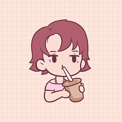 卡通女生浅黄色简约微信头像