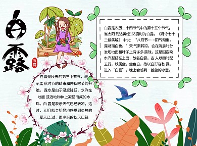 白露word小报手抄报模板清新