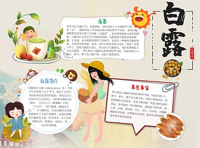 白露时节word小报手抄报模板