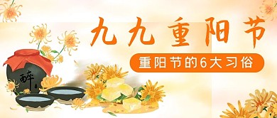 九九重阳节菊花橙色中国风公众号首图