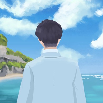 情侣头像男孩蓝色卡通微信头像