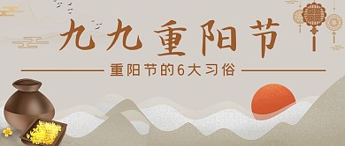 九九重阳节菊花灰色山水中国风公众号首图
