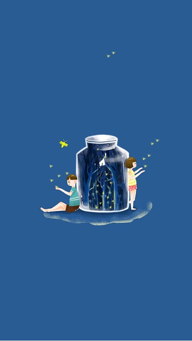 夏日蓝色小清新背景手机壁纸
