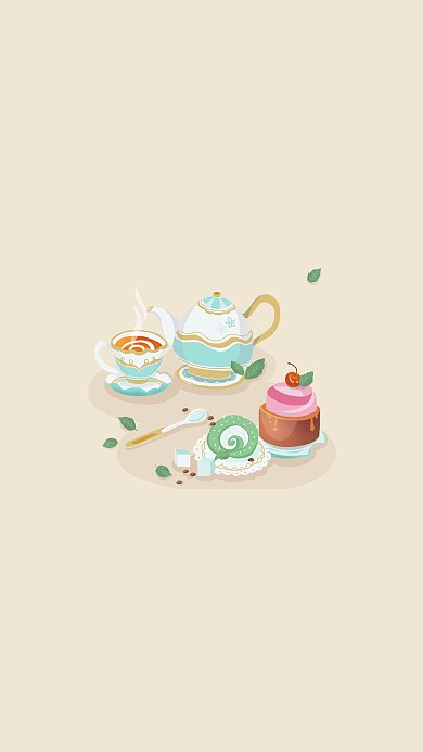 下午茶小清新纯色背景手机壁纸