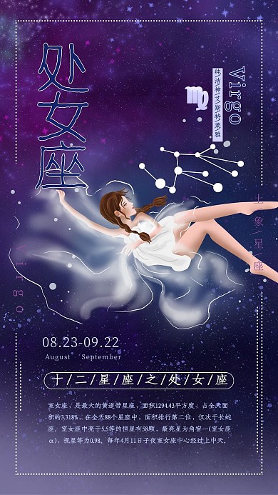 创意十二星座之处女座星空海报