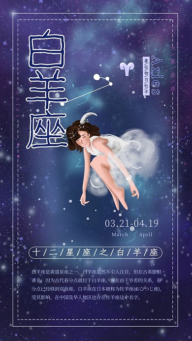 创意十二星座之白羊座星空海报