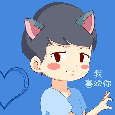 千库编辑原创情侣头像情侣比心蓝色卡通微信头像