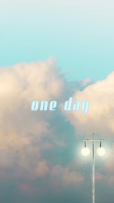 千库编辑原创one day壁纸蓝色柔和手机壁纸