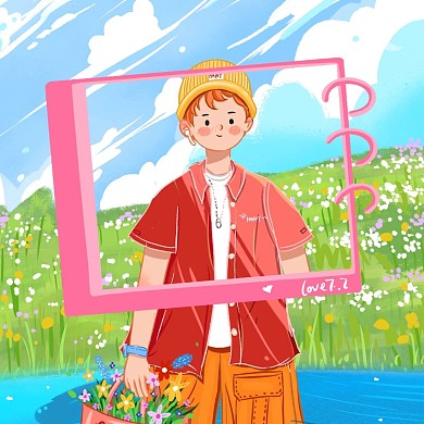 千库编辑原创情侣头像男孩蓝色卡通微信头像