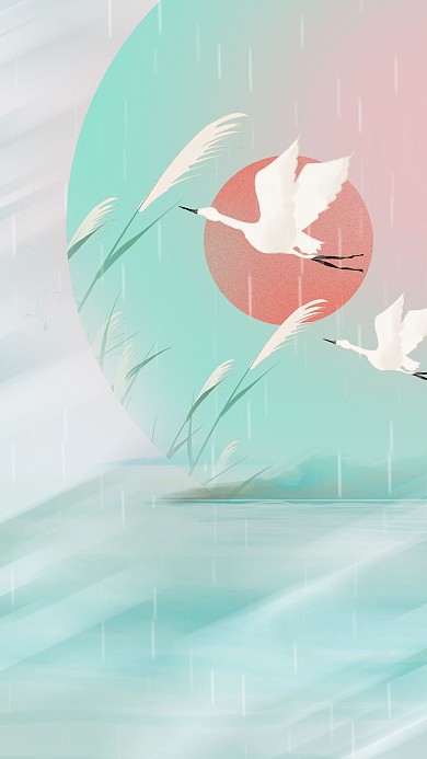白露芦苇粉绿色清新