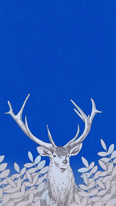 克莱因蓝手绘麋鹿简约背景