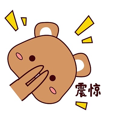 可爱棕色胖乎乎小熊表情包震惊