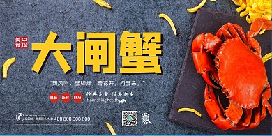 金秋阳澄湖大闸蟹宣传简约展板