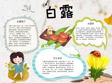 白露简约word小报手抄报模板