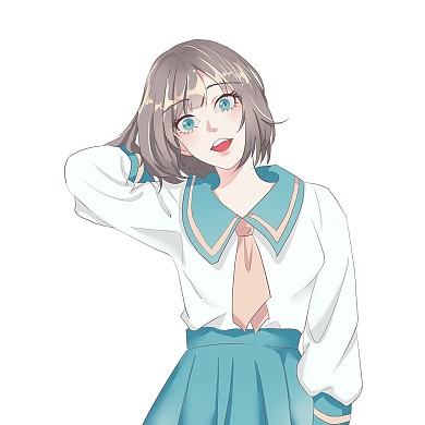 二次元日系短发校园女生微信头像