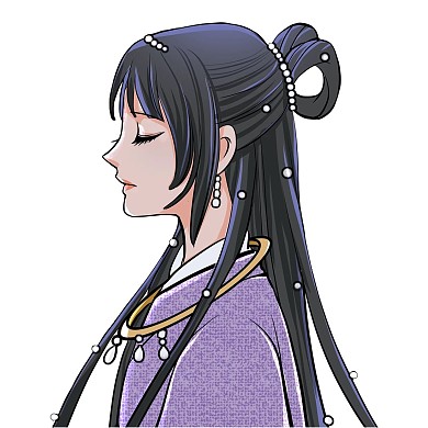 侧面古风少女二次元微信头像