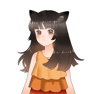 二次元漫画人物黑色猫耳女孩微信头像