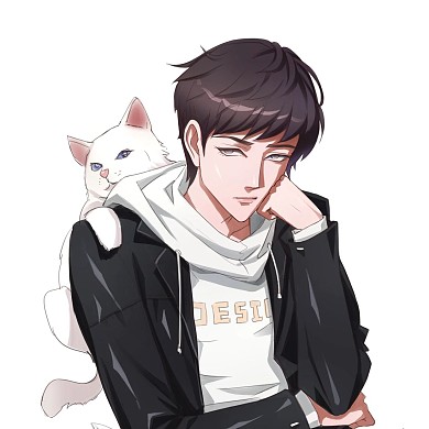 二次元美男和猫咪微信头像