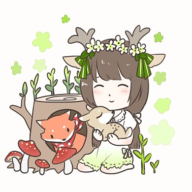 二次元立春手绘小清新鹿女神微信头像