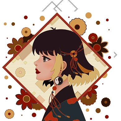 国潮国风二次元漫画少女微信头像