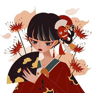 中国风和服少女二次元微信头像