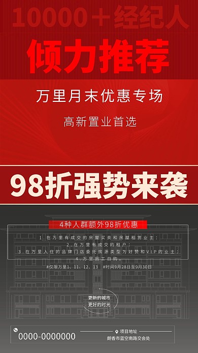 地产加推红色创意海报