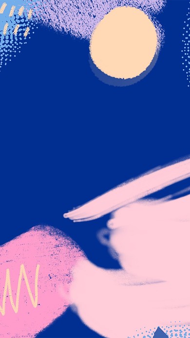 千库编辑原创克莱因蓝涂鸦蓝色卡通背景