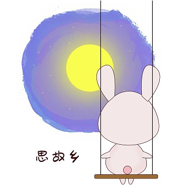 卡通手绘可爱粉粉小兔子中秋